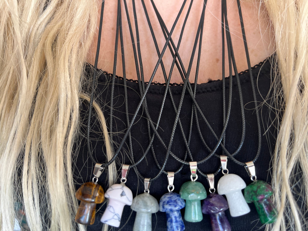 Natural Crystal Mushroom Necklace