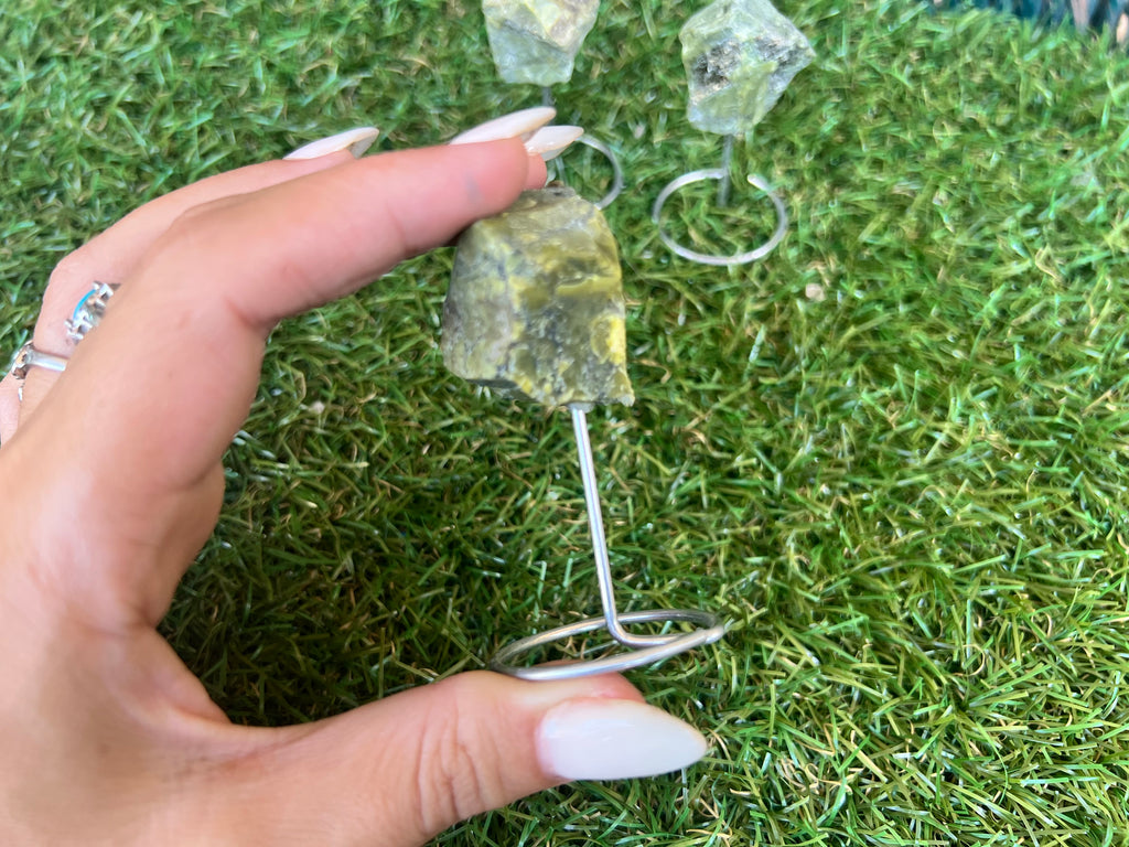 Natural Raw Jade on Metal Stand | Crystal Display | Approx. 8 cm | Prosperity & Harmony