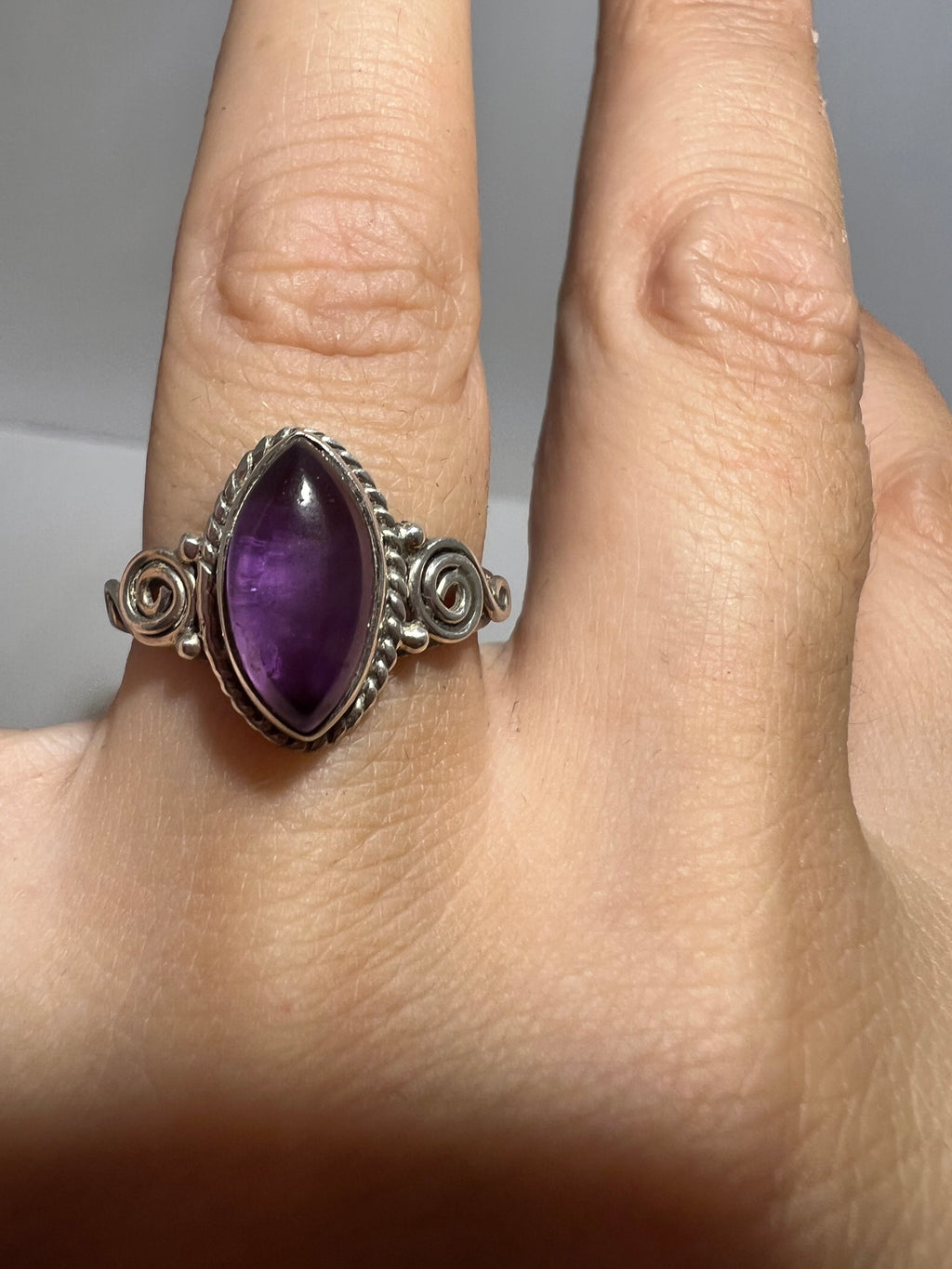 Genuine Natural Amethyst Ring in 925 Italian Sterling Silver
