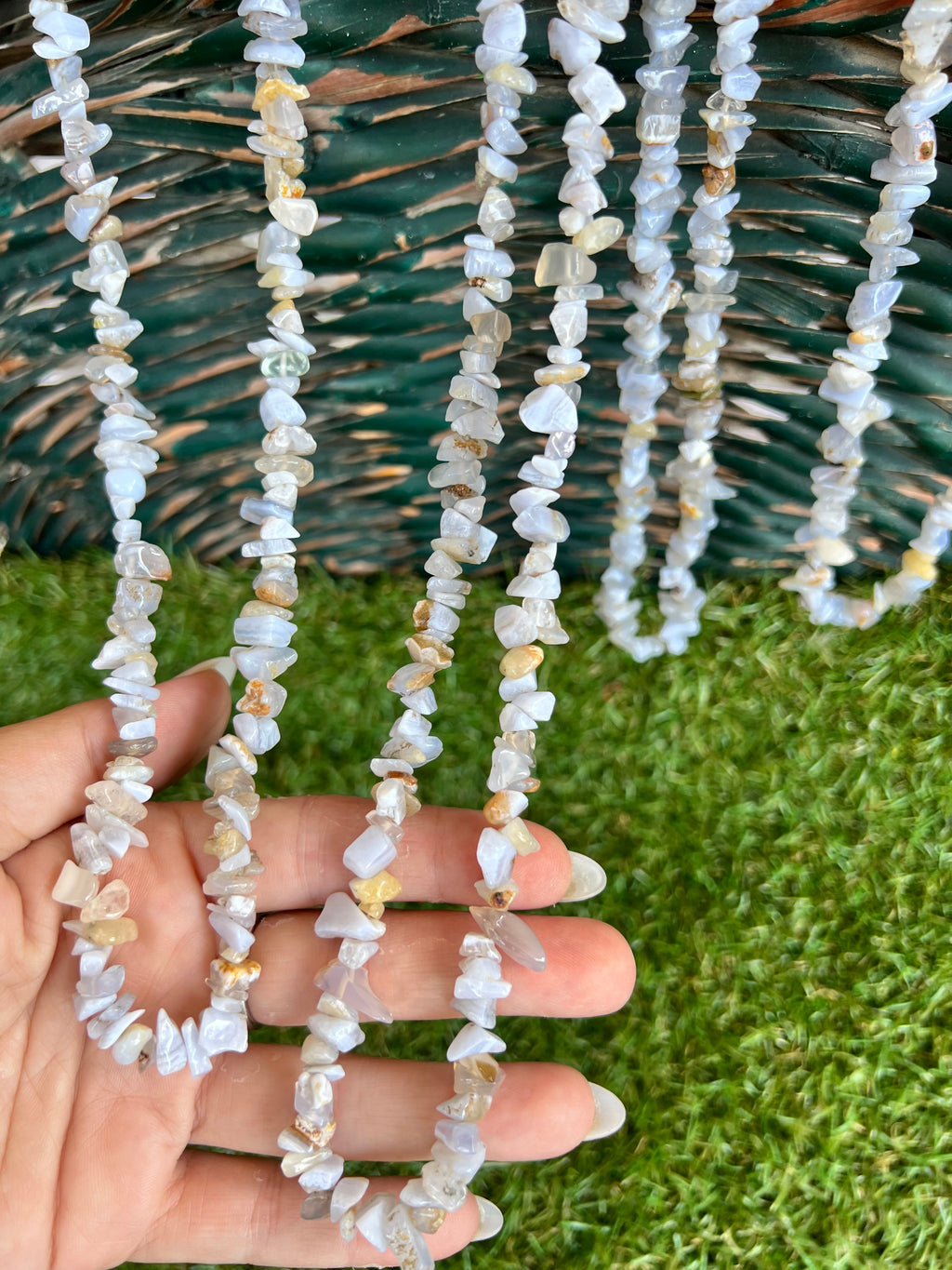 Natural Blue Lace Agate Chip Necklace | Genuine Irregular Gemstone Chips | Peace, Communication & Emotional Harmony