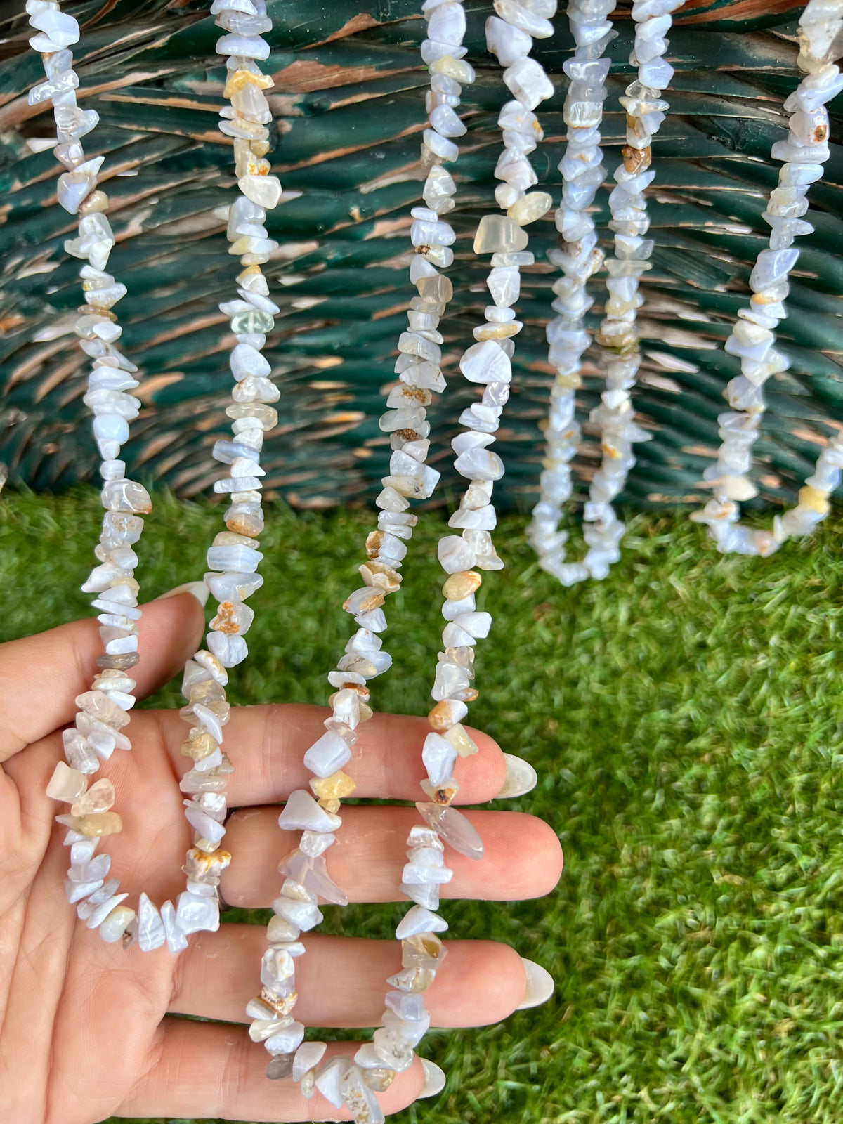 Natural Blue Lace Agate Chip Necklace | Genuine Irregular Gemstone Chips | Peace, Communication & Emotional Harmony