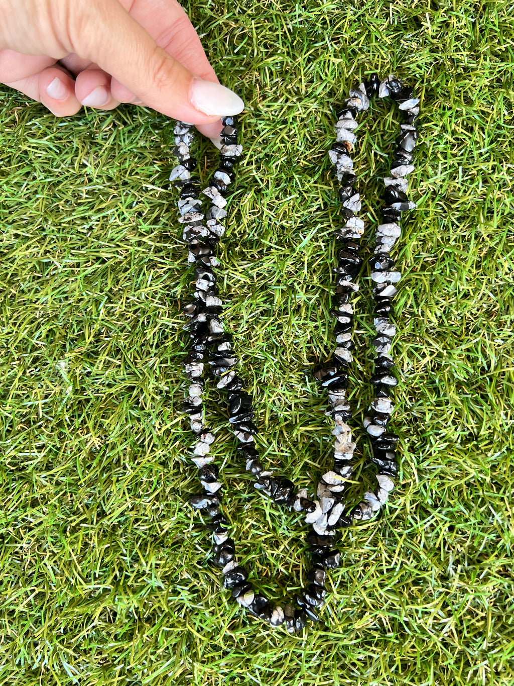 Natural Snowflake Obsidian Chip Necklace | Genuine Irregular Gemstone Chips | Protection, Balance & Grounding