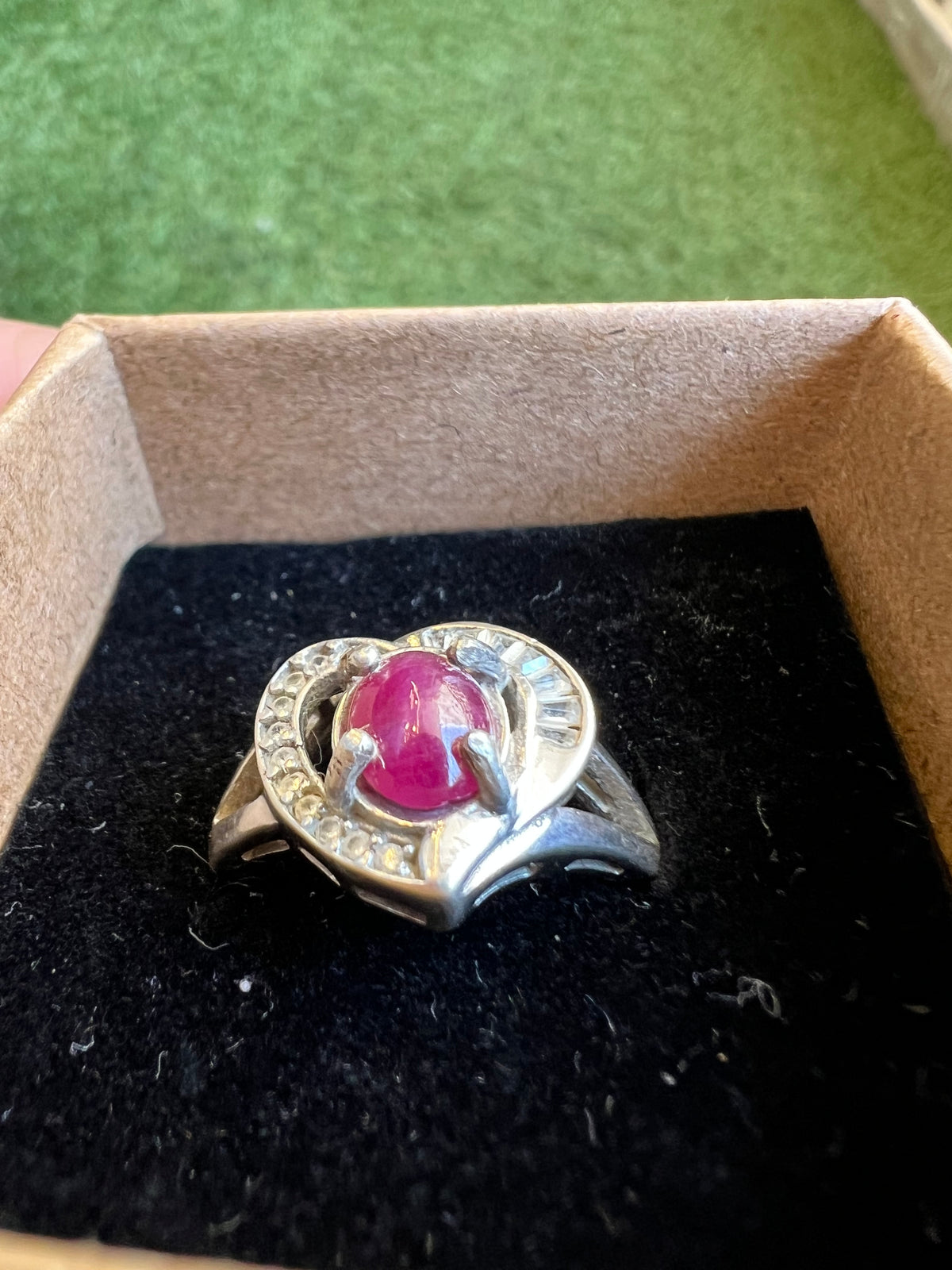Natural Indian Ruby Ring in 925 Italian Sterling Silver | Genuine Ruby with Zircon Accents