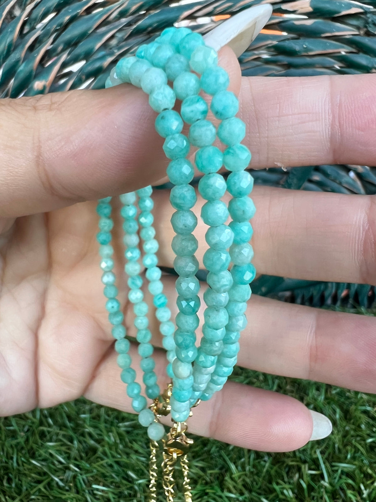 3mm Faceted Natural Gemstone Bracelet – Adjustable Gold-Toned Brass