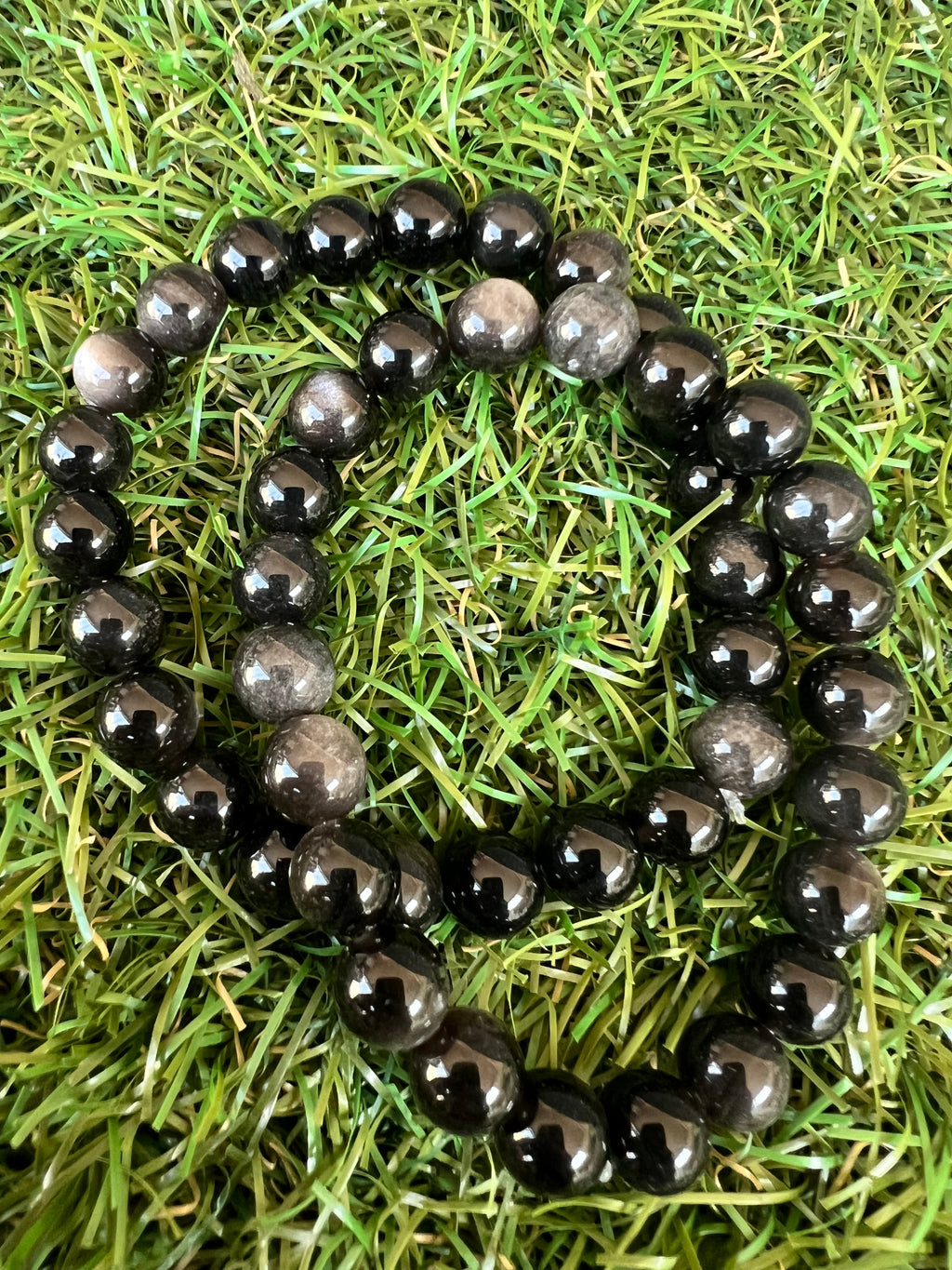 Natural Silver Sheen Obsidian Bracelet – Protection, Grounding & Self-Reflection | 8 mm