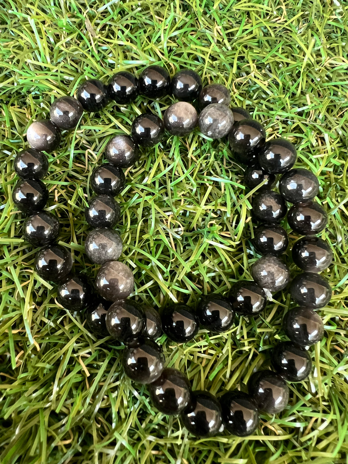 Natural Silver Sheen Obsidian Bracelet – Protection, Grounding & Self-Reflection | 8 mm