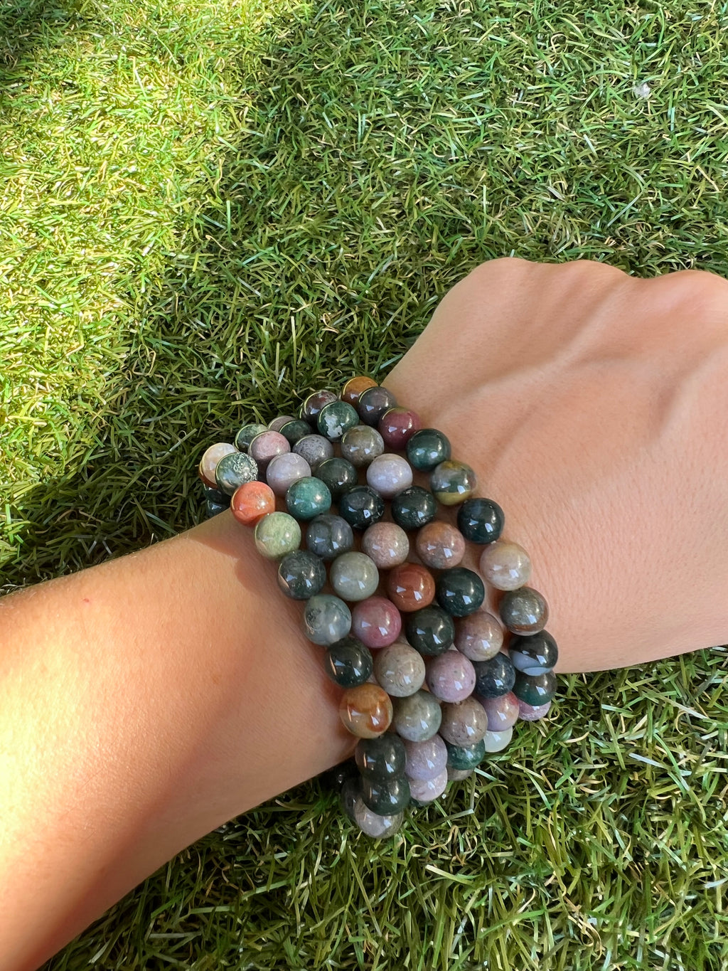 Natural Indian Agate 8mm Beaded Bracelet | Grounding, Stability & Protection Crystal Bracelet