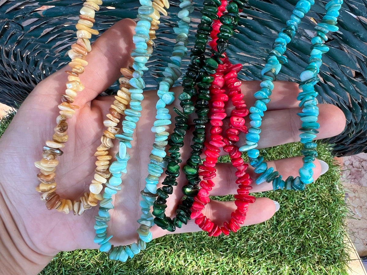 Natural Dyed Shell Chip Necklace | Lightweight Coastal Style Necklace