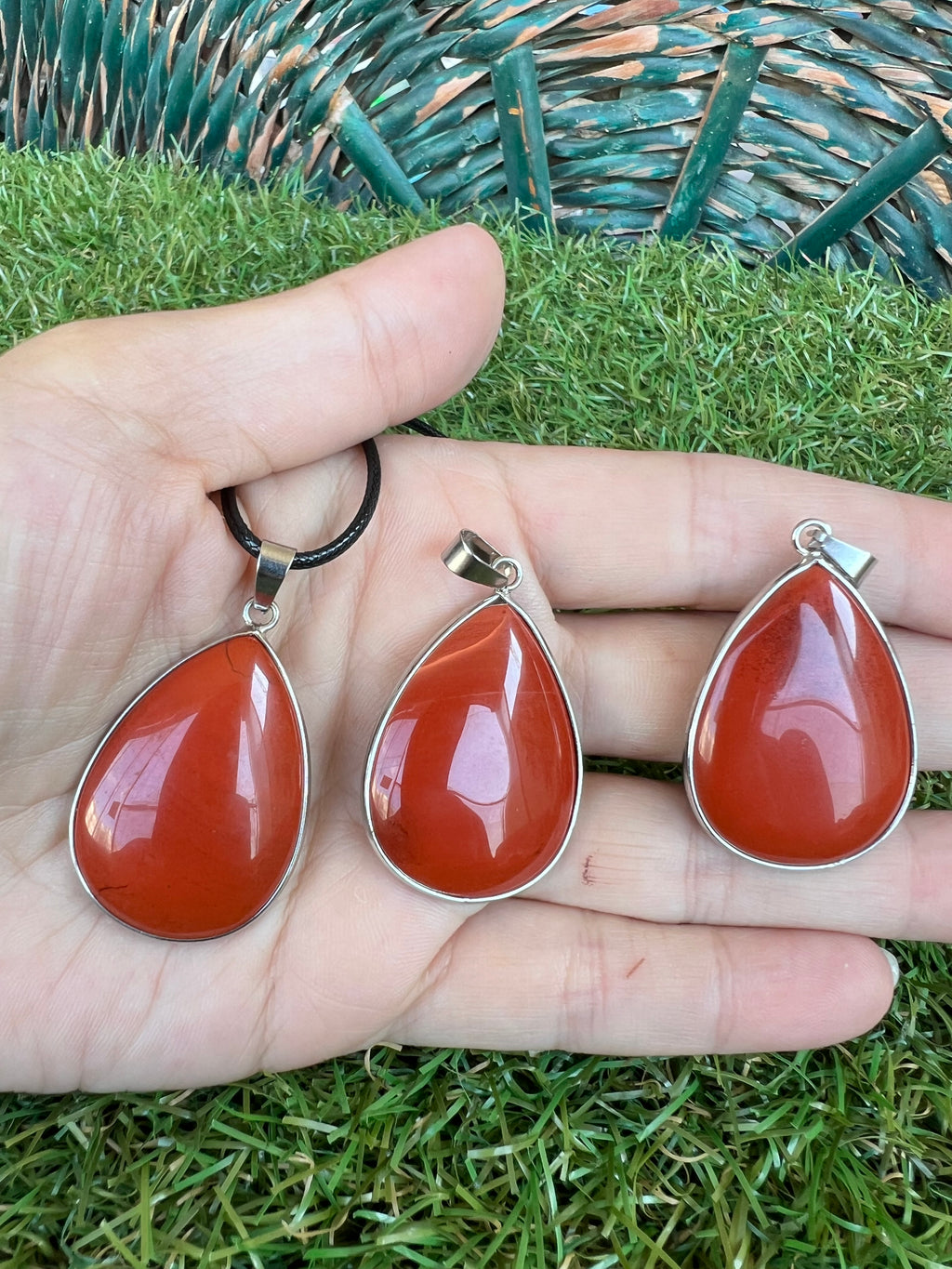 Red Jasper Silver Plated Teardrop Necklace – Strength, Courage & Grounding