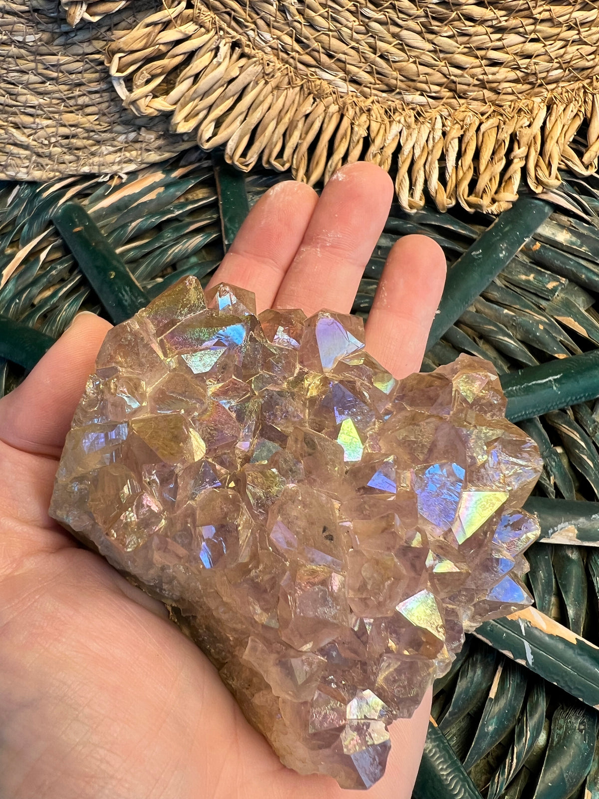 Natural Angel Aura Quartz Cluster – Statement Piece