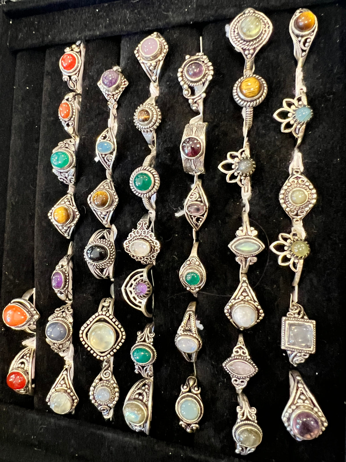 Natural Silver-Plated Crystal Rings Collection “Delicate A”