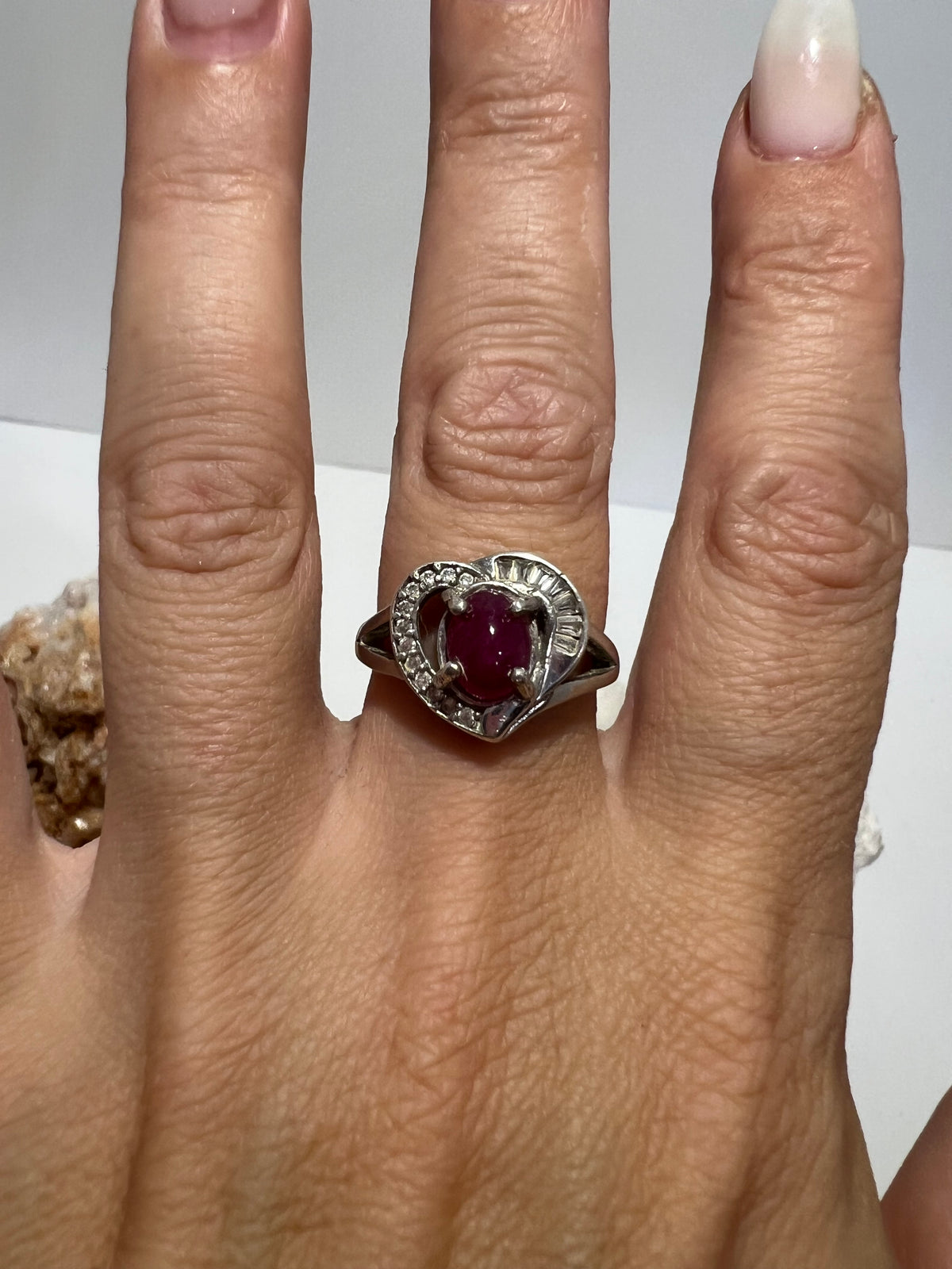 Natural Indian Ruby Ring in 925 Italian Sterling Silver | Genuine Ruby with Zircon Accents
