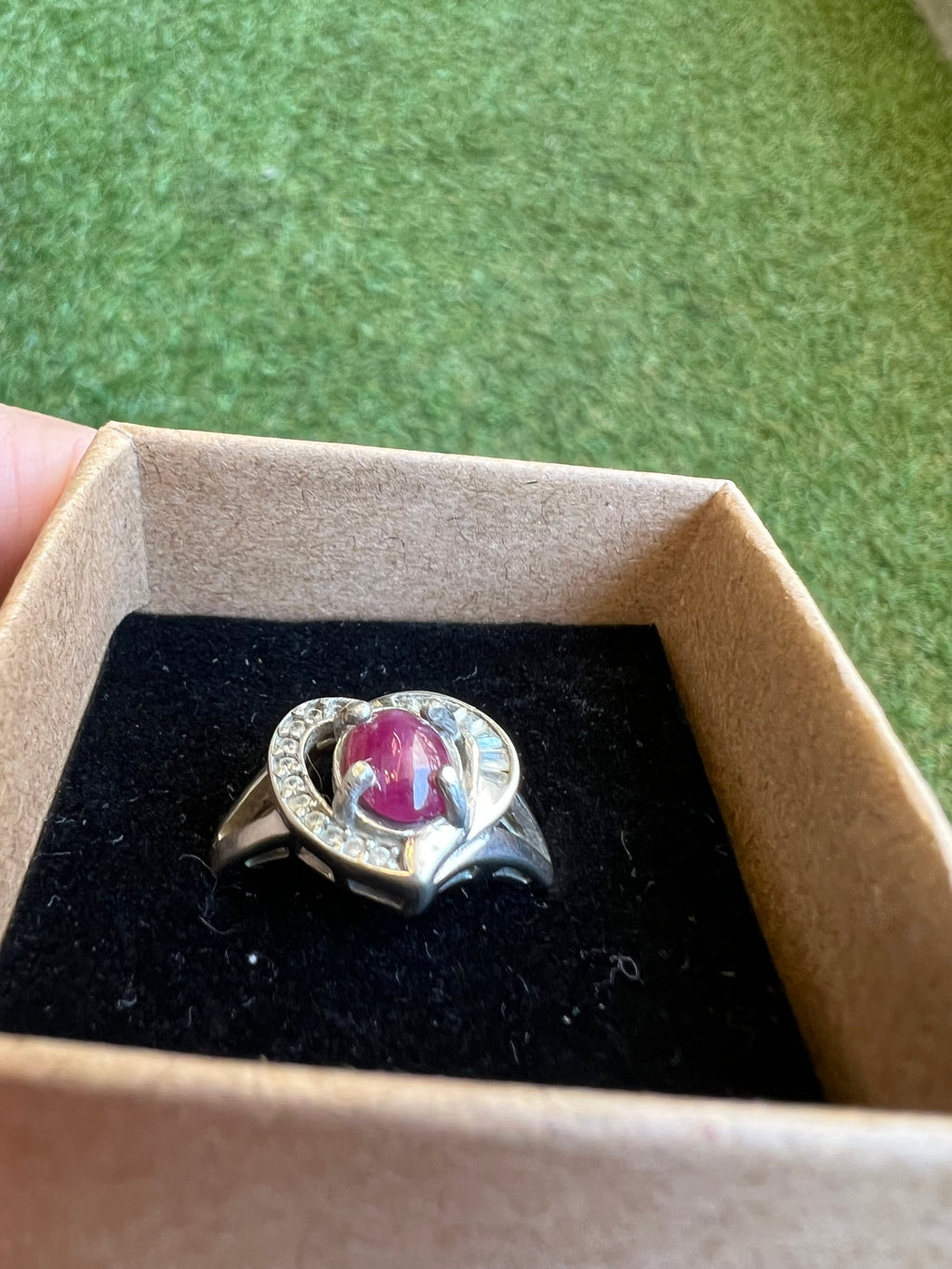 Natural Indian Ruby Ring in 925 Italian Sterling Silver | Genuine Ruby with Zircon Accents