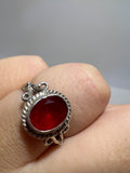 Genuine Red Quartz Ring in 925 Italian Sterling Silver