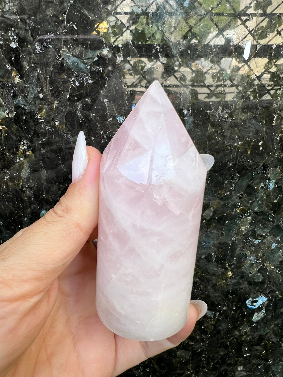 Natural Rose Quartz Cylindrical Tower | Love & Emotional Healing Crystal Point