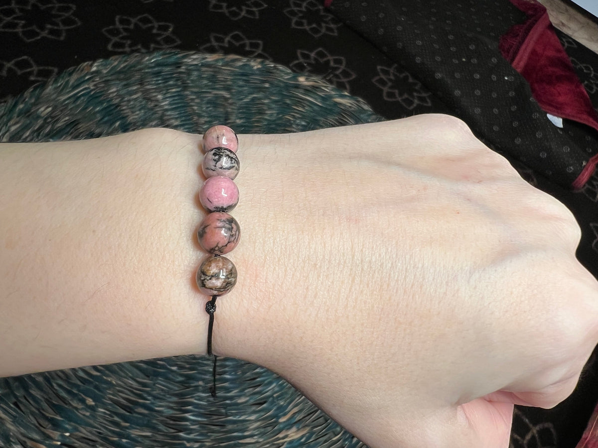 Natural Rhodonite Beaded Bracelet | Emotional Healing, Self-Love & Compassion Crystal Bracelet