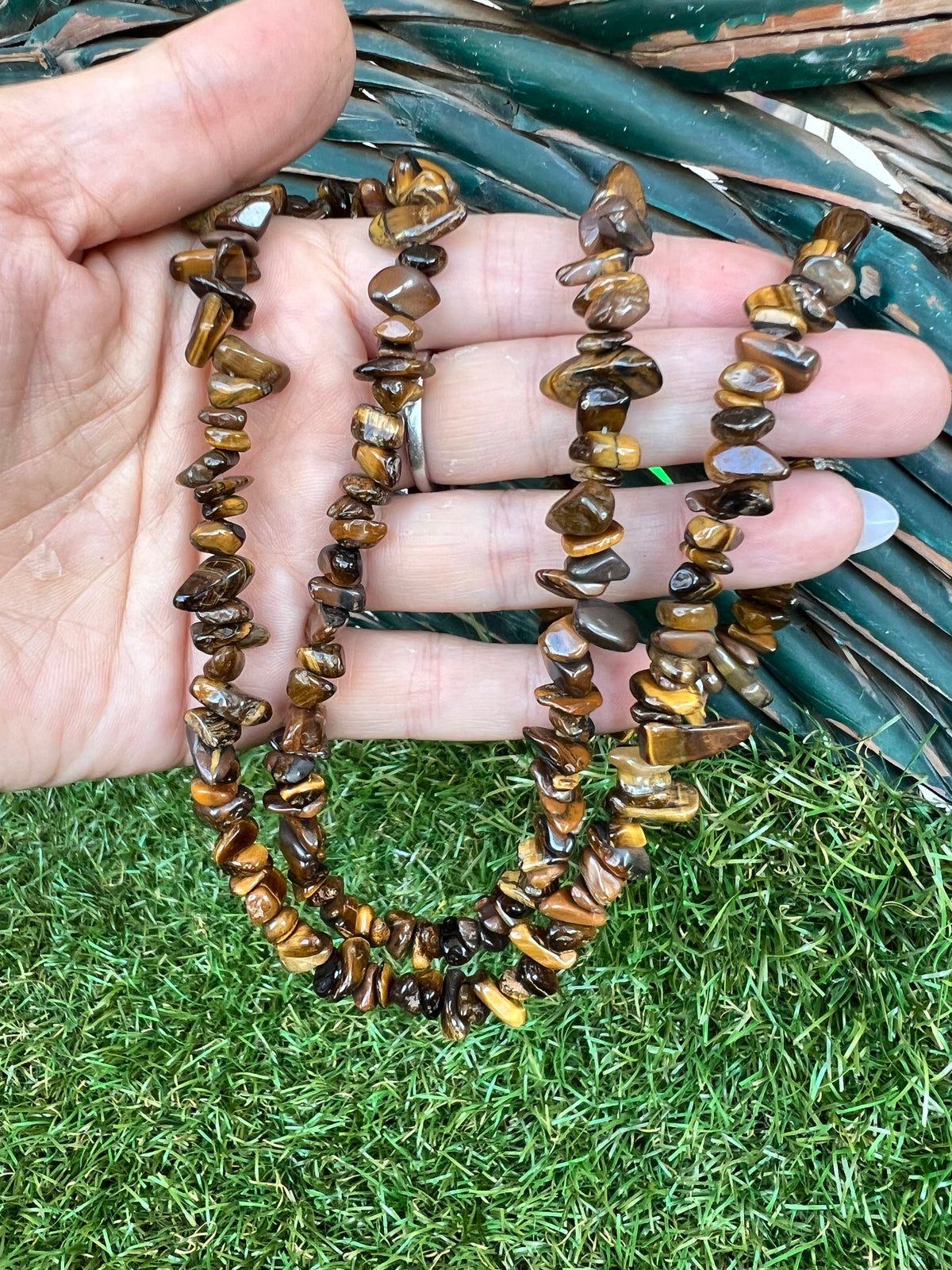 Natural Tiger’s Eye Chip Necklace | Genuine Irregular Gemstone Chips | Protection, Confidence & Courage