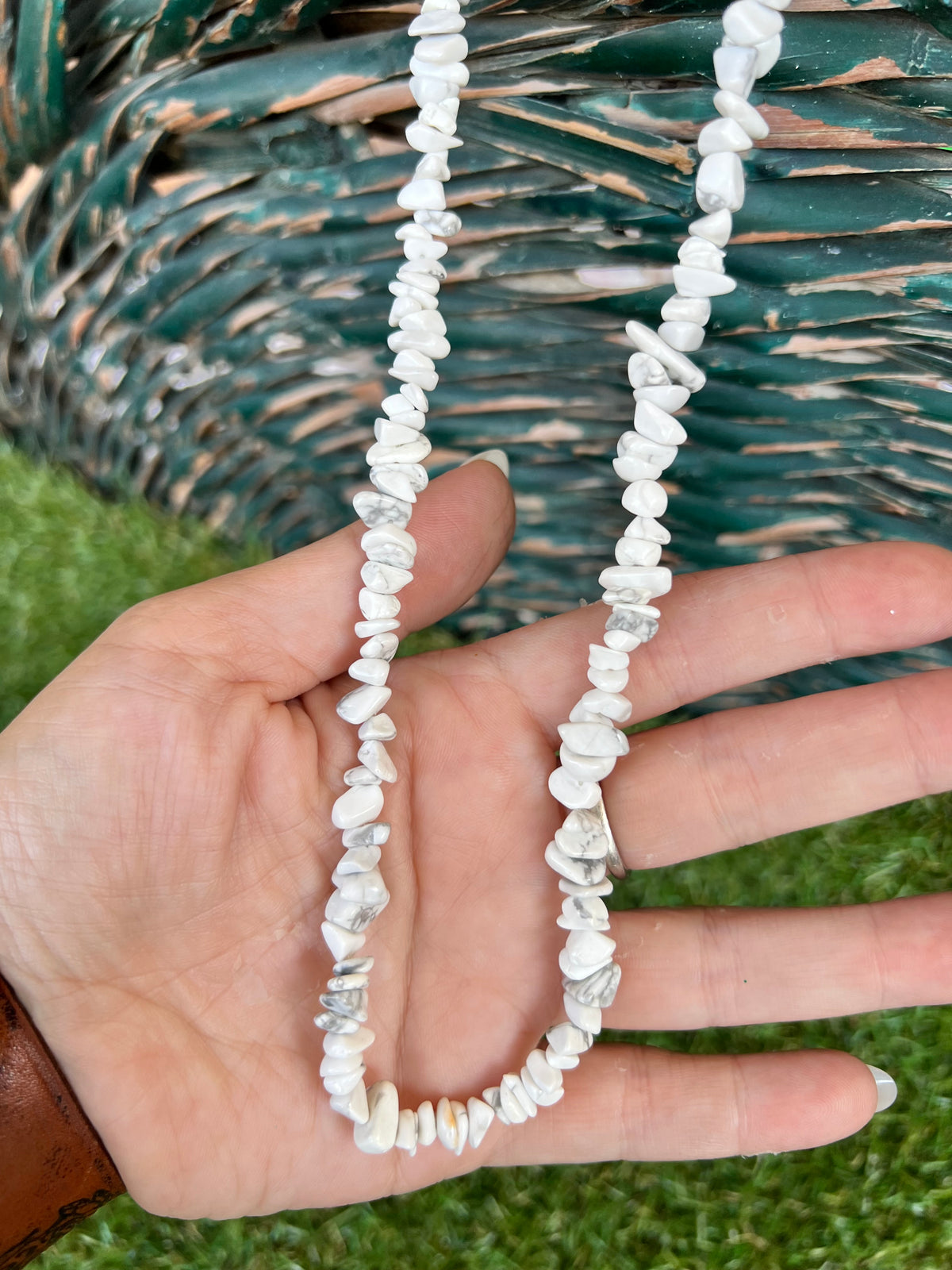 Natural Howlite Chip Necklace | Genuine Irregular Gemstone Chips | Calm, Patience & Emotional Balance