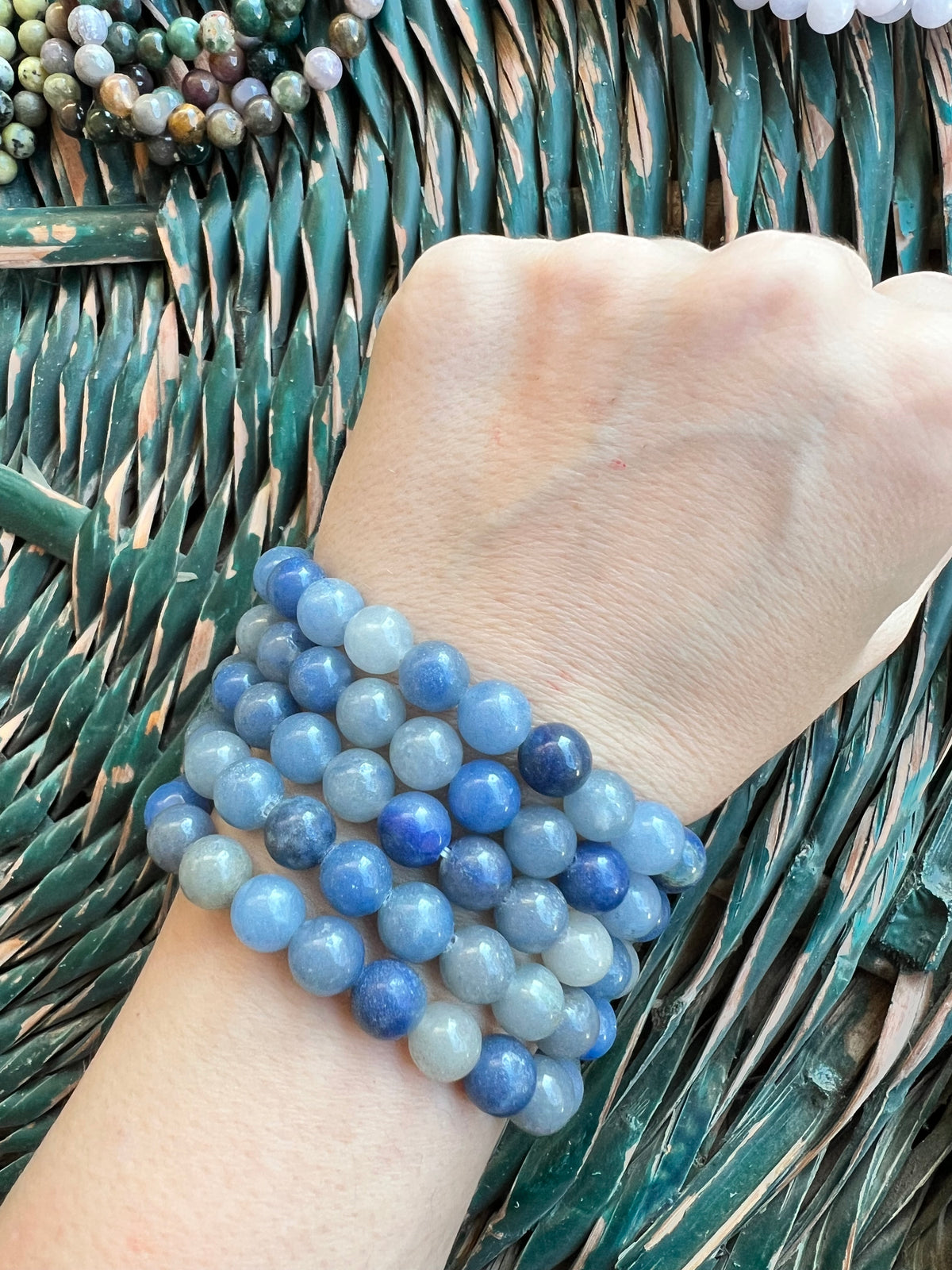 Natural Blue Aventurine 8mm Beaded Bracelet | Confidence, Inner Strength & Mental Clarity Crystal Bracelet