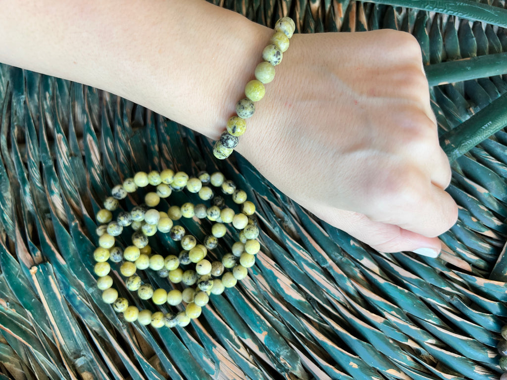 Natural Serpentine 8mm Beaded Bracelet | Protection, Renewal & Kundalini Energy Crystal Bracelet
