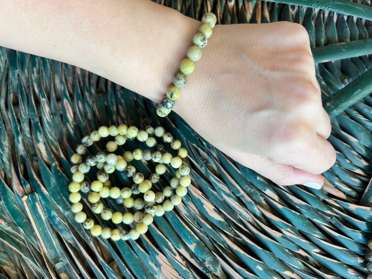 Natural Serpentine 8mm Beaded Bracelet | Protection, Renewal & Kundalini Energy Crystal Bracelet
