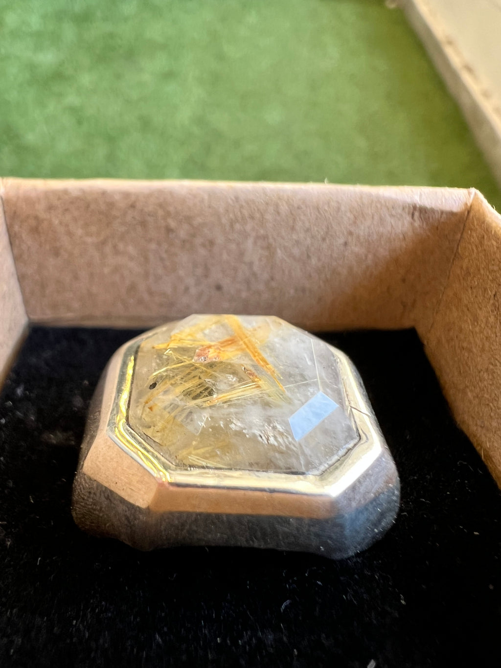 Golden Rutilated Quartz Abundance Ring in 925 Italian Sterling Silver