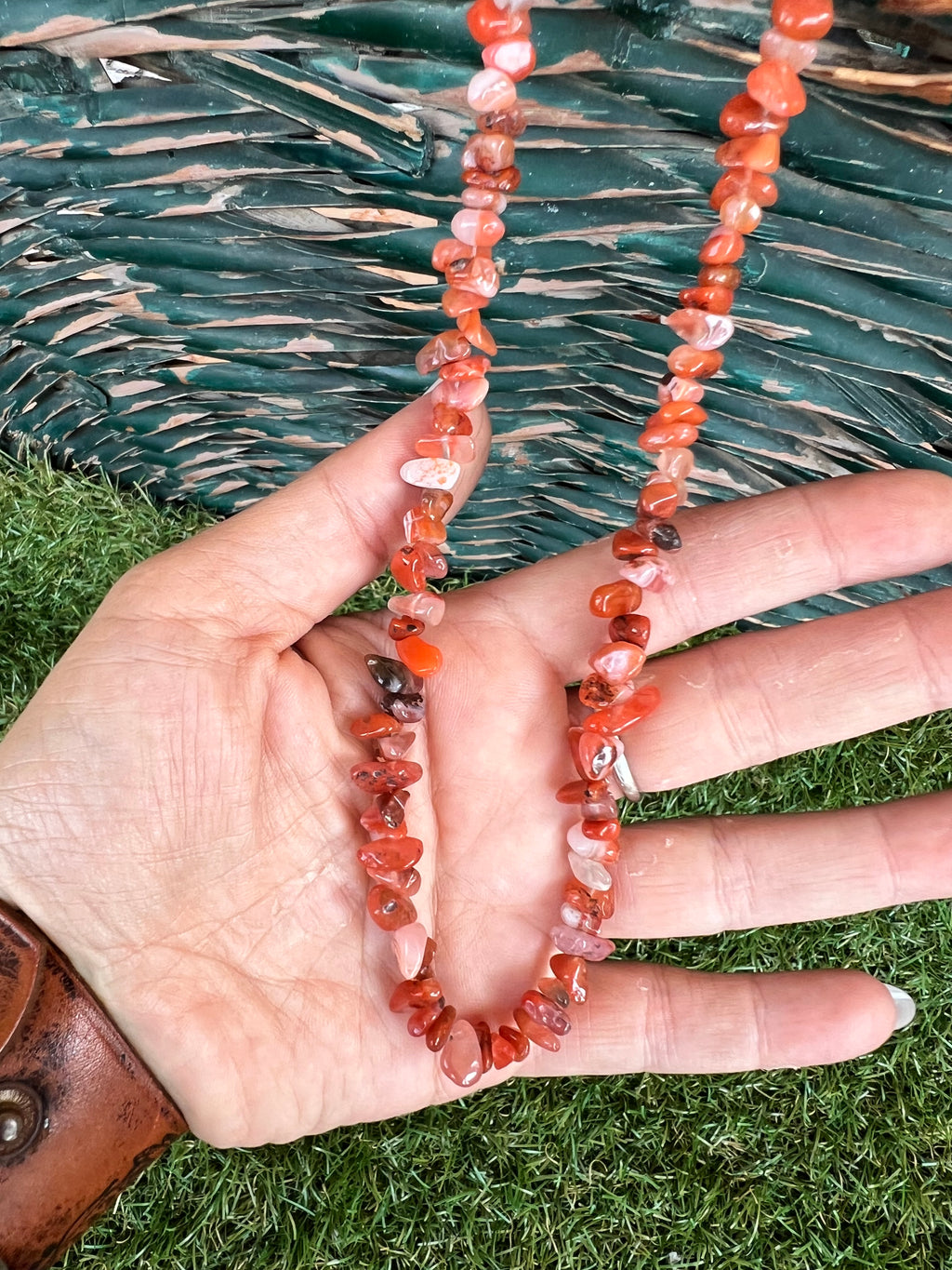 Natural Carnelian Chip Necklace | Genuine Irregular Gemstone Chips | Motivation, Confidence & Vitality