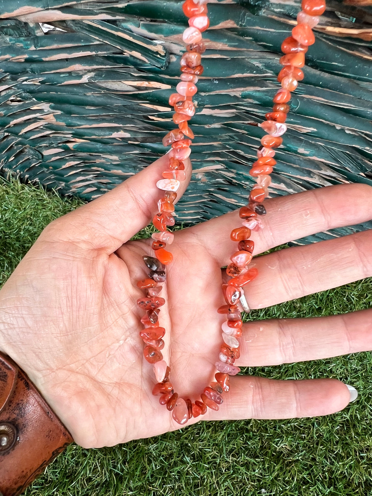 Natural Carnelian Chip Necklace | Genuine Irregular Gemstone Chips | Motivation, Confidence & Vitality