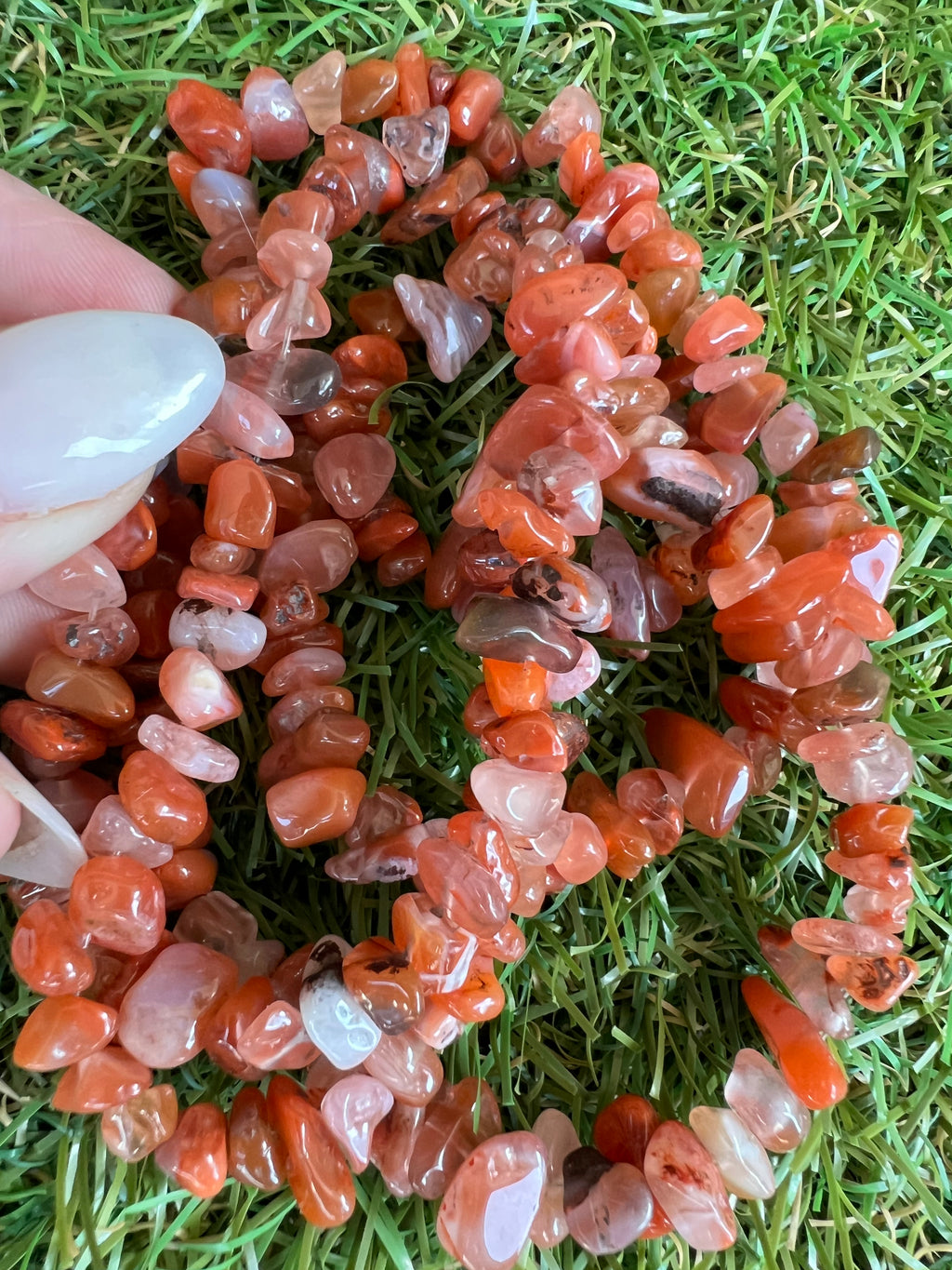 Natural Carnelian Chip Necklace | Genuine Irregular Gemstone Chips | Motivation, Confidence & Vitality
