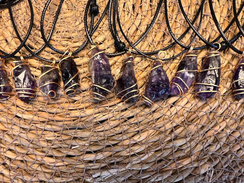 Natural Amethyst Wire-Wrapped Necklace