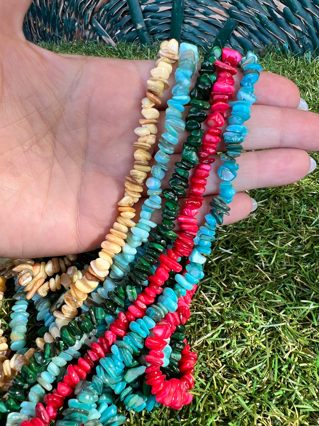 Natural Dyed Shell Chip Necklace | Lightweight Coastal Style Necklace