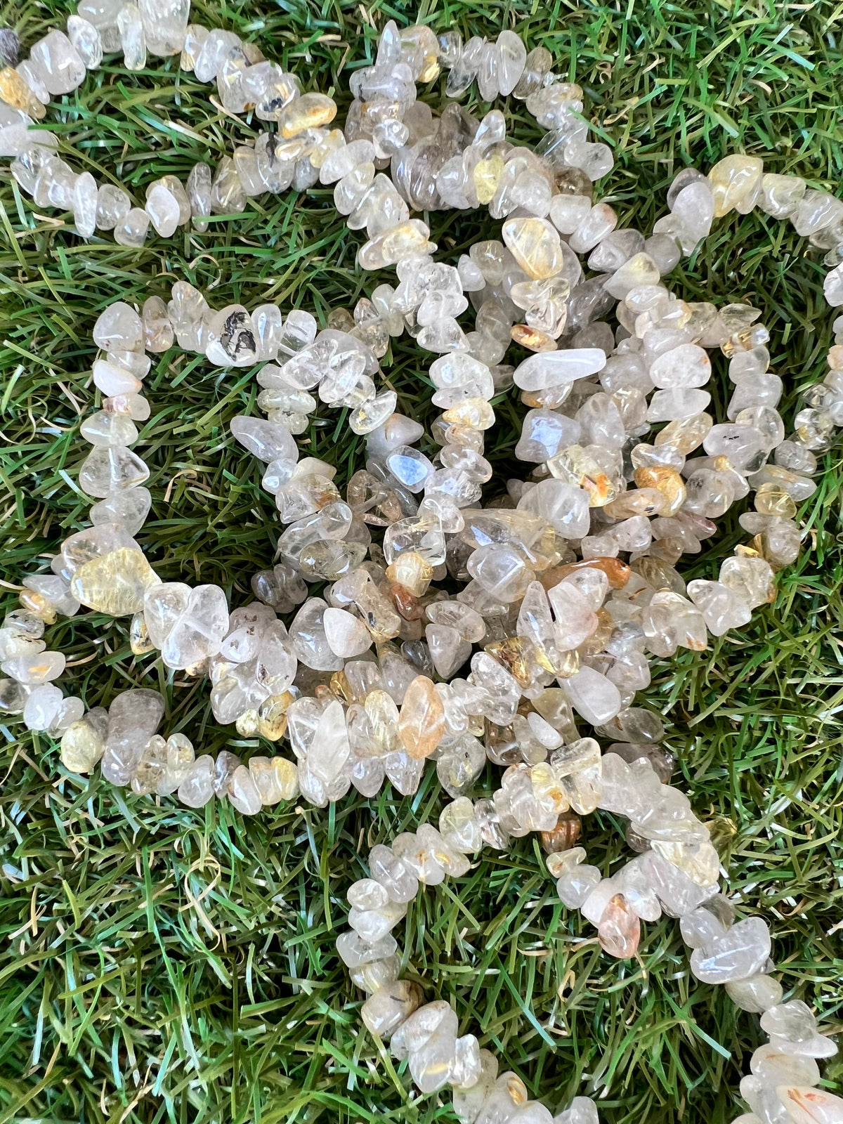 Natural Golden Rutilated Quartz Chip Necklace | Genuine Irregular Gemstone Chips | Manifestation, Clarity & Abundance