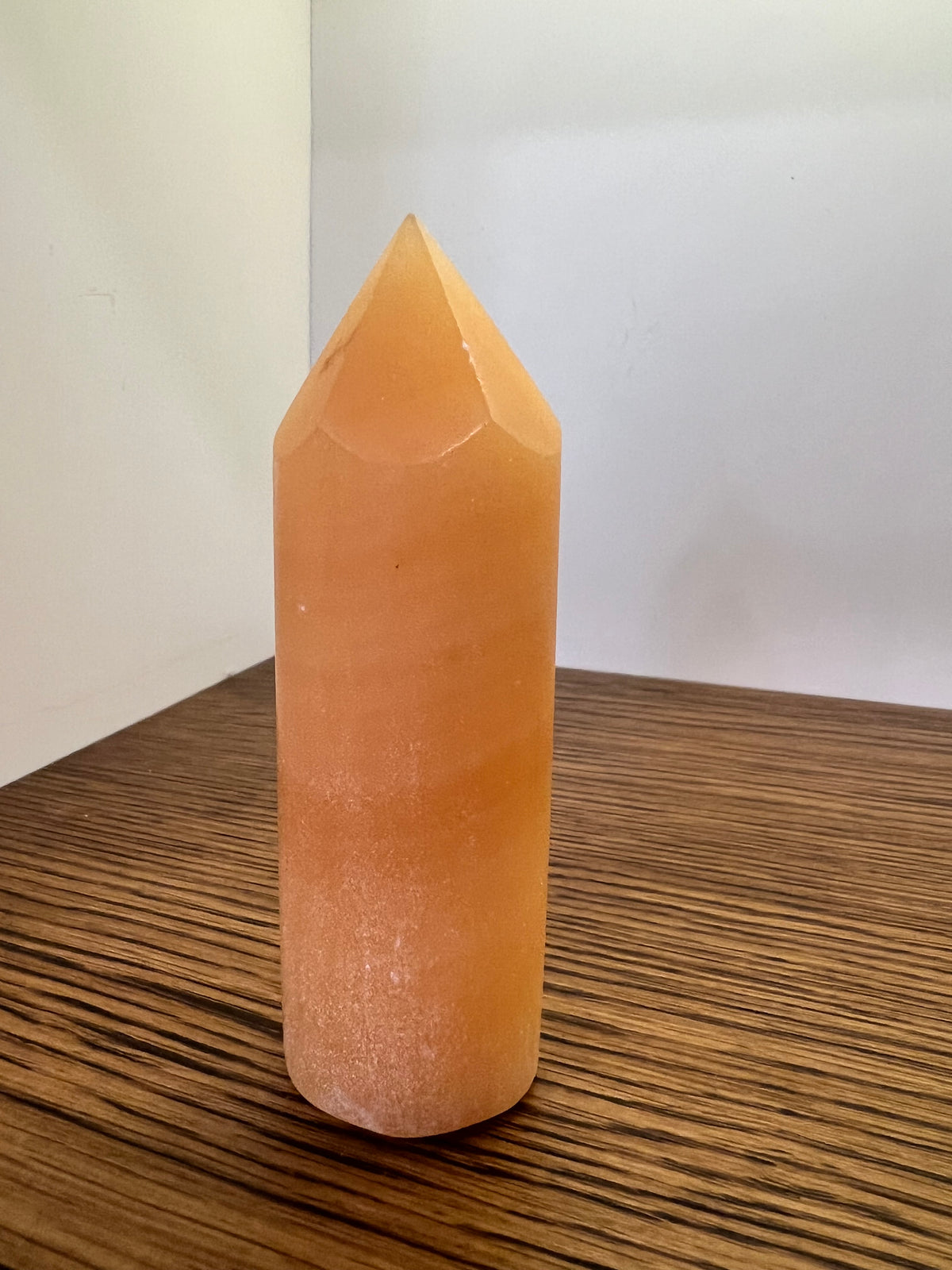 Natural Orange Calcite Cylindrical Tower | Polished Crystal Point
