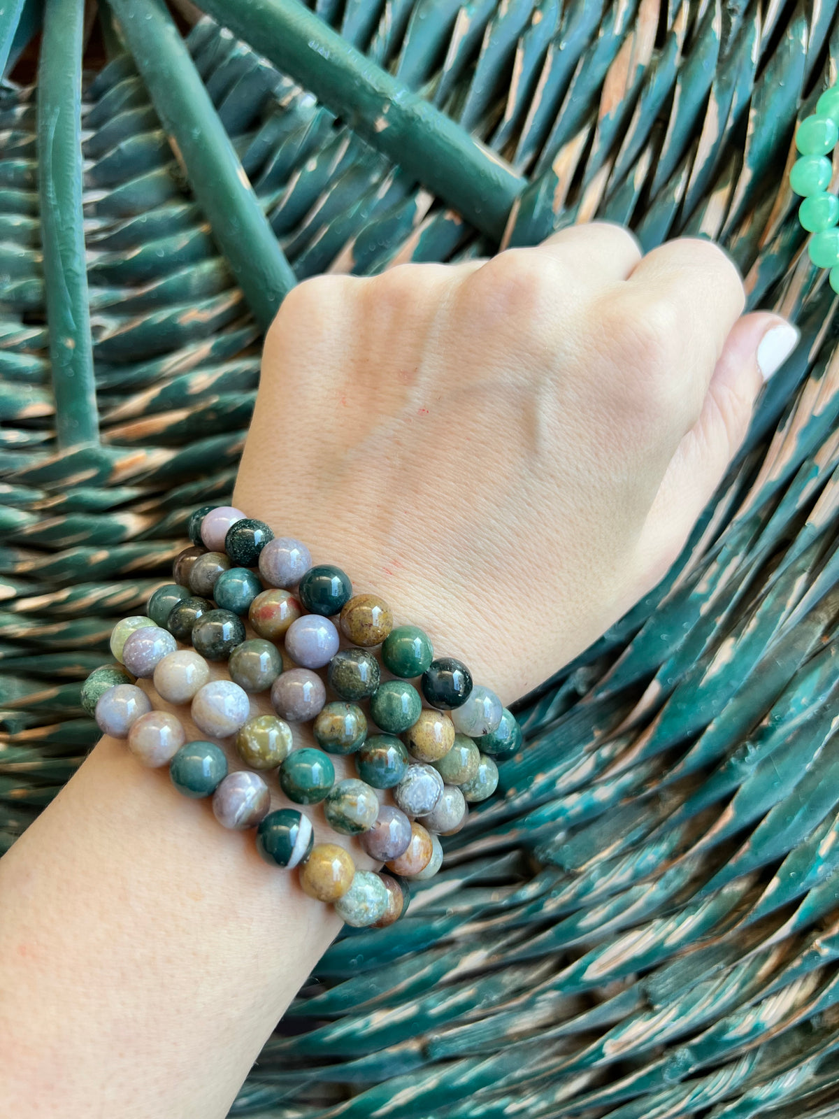 Natural Indian Agate 8mm Beaded Bracelet | Grounding, Stability & Protection Crystal Bracelet