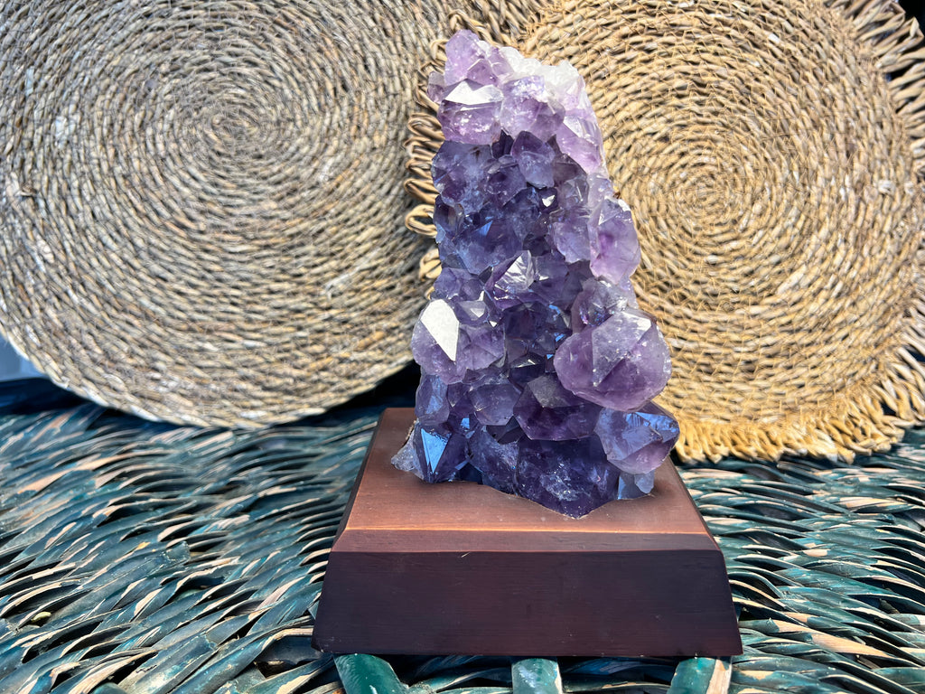 Natural Amethyst Cut Base Clusters with Optional Wooden Base 1.5+ Kg
