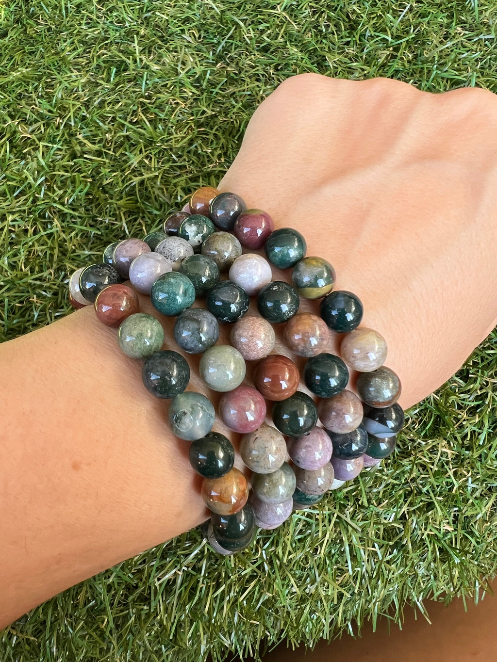 Natural Indian Agate 8mm Beaded Bracelet | Grounding, Stability & Protection Crystal Bracelet