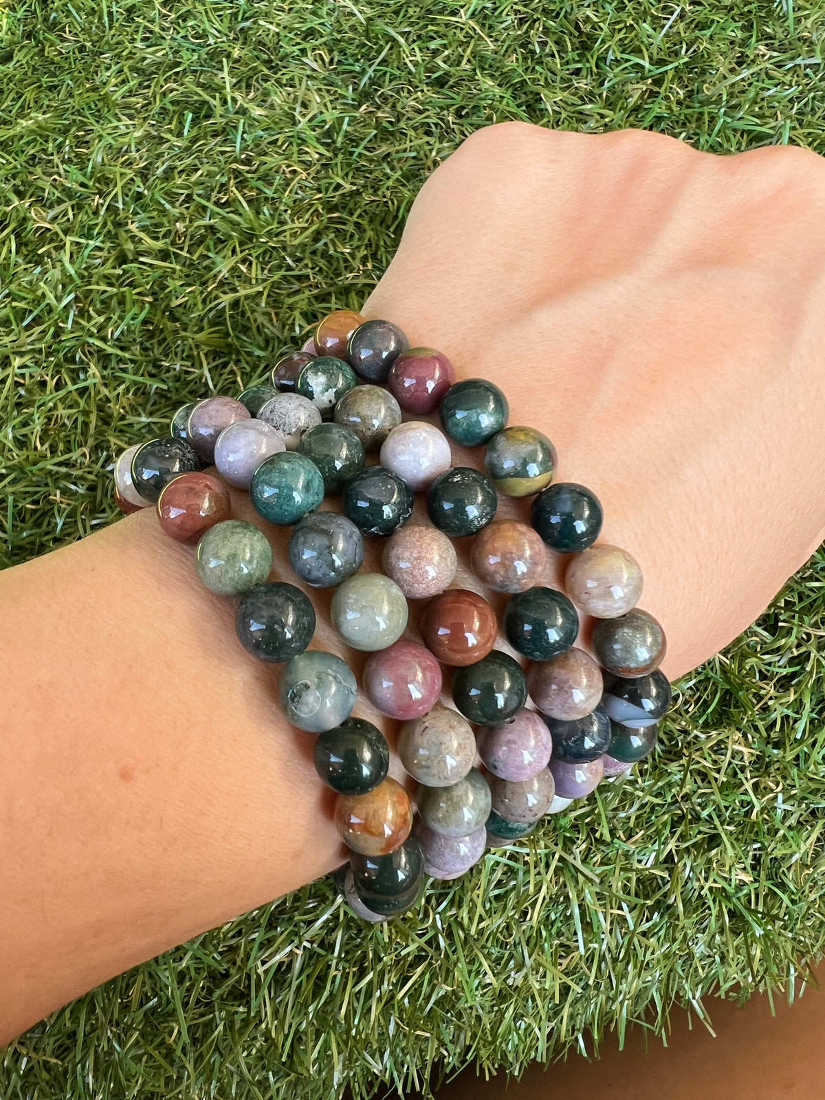 Natural Indian Agate 8mm Beaded Bracelet | Grounding, Stability & Protection Crystal Bracelet