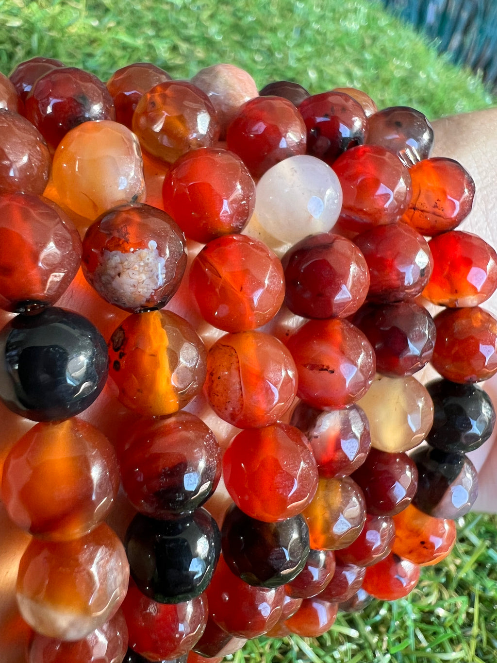 Natural Faceted Carnelian Bracelet | 8mm Genuine Gemstone Beads | Motivation, Confidence & Vitality