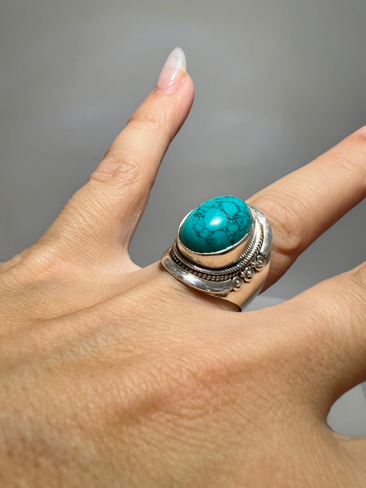 Howlite Ring in 925 Italian Sterling Silver