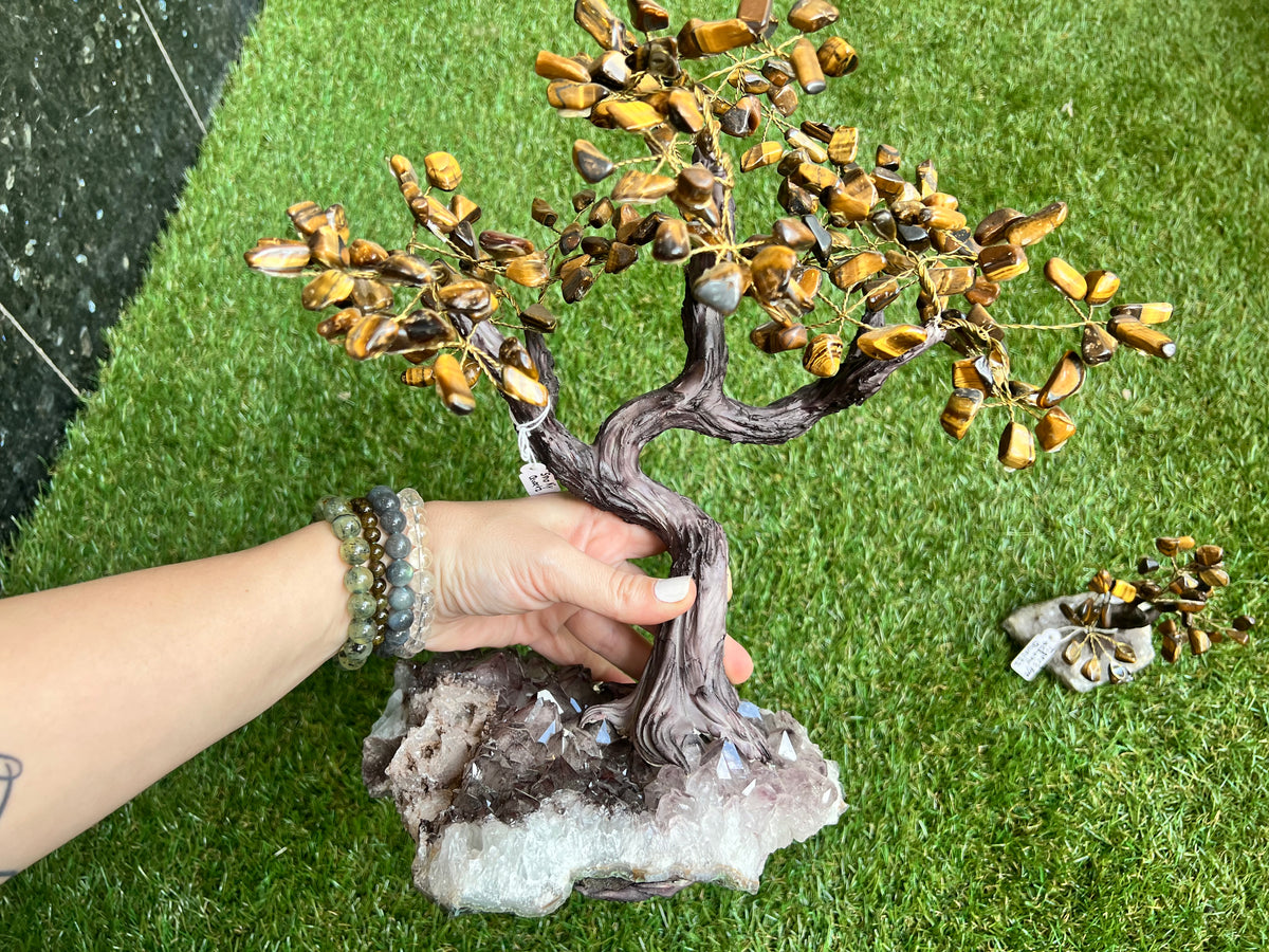 Tiger’s Eye Crystal Tree on Smoky Quartz Cluster Base - Abundance Power & Protection
