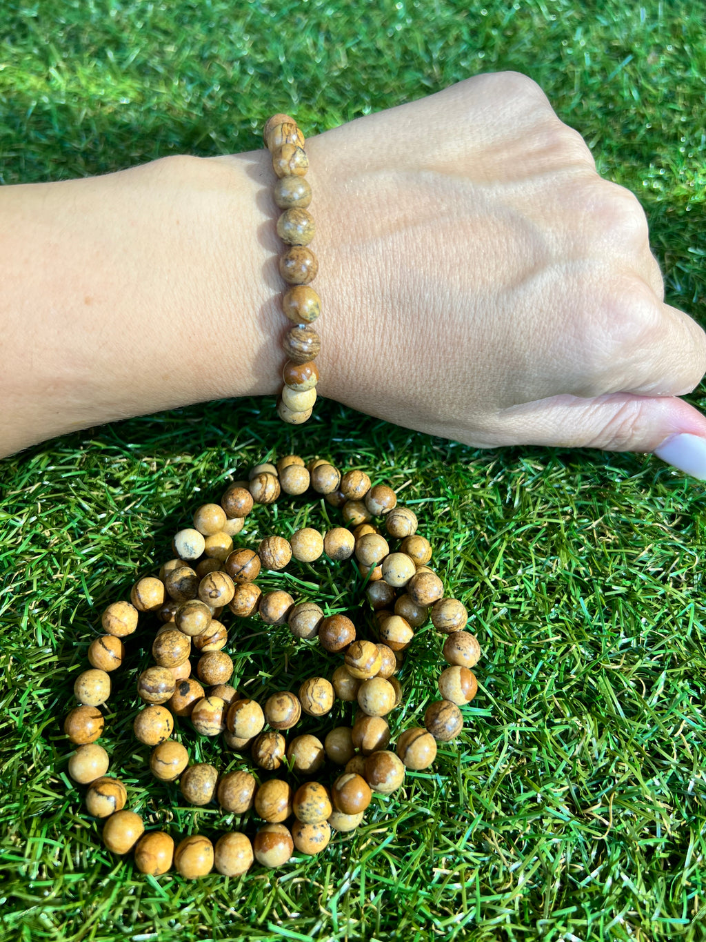 Natural Picture Jasper Bracelet | 8mm Genuine Gemstone Beads | Grounding, Stability & Creativity