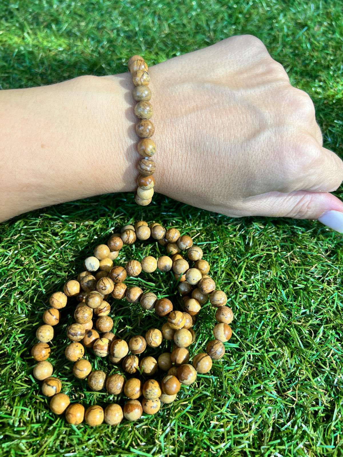 Natural Picture Jasper Bracelet | 8mm Genuine Gemstone Beads | Grounding, Stability & Creativity