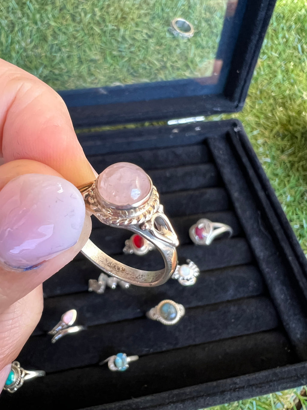 Genuine Natural Rose Quartz Ring in 925 Italian Sterling Silver
