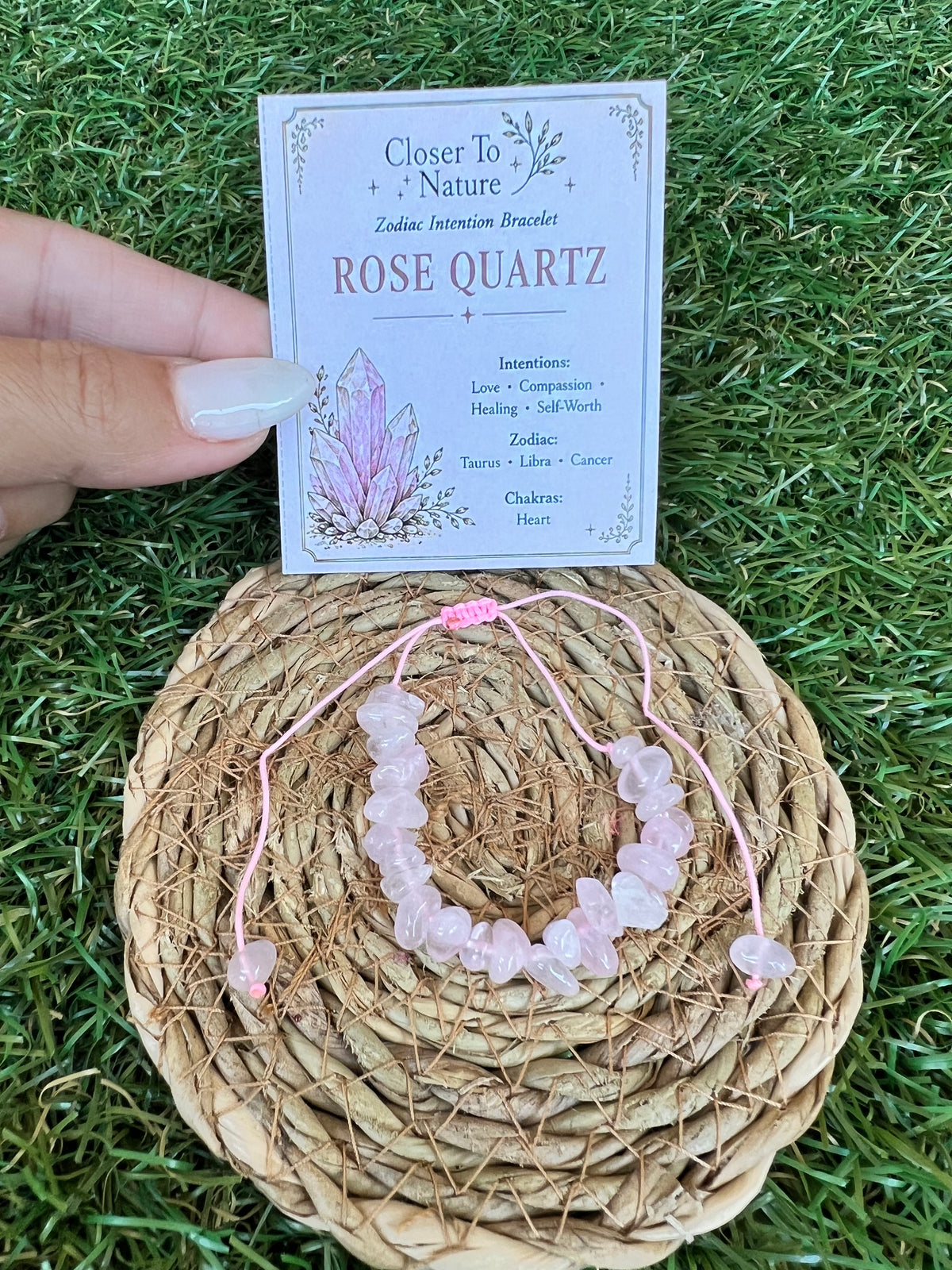 Natural Rose Quartz Zodiac Bracelet – Love, Compassion & Self-Worth | Taurus, Libra & Cancer