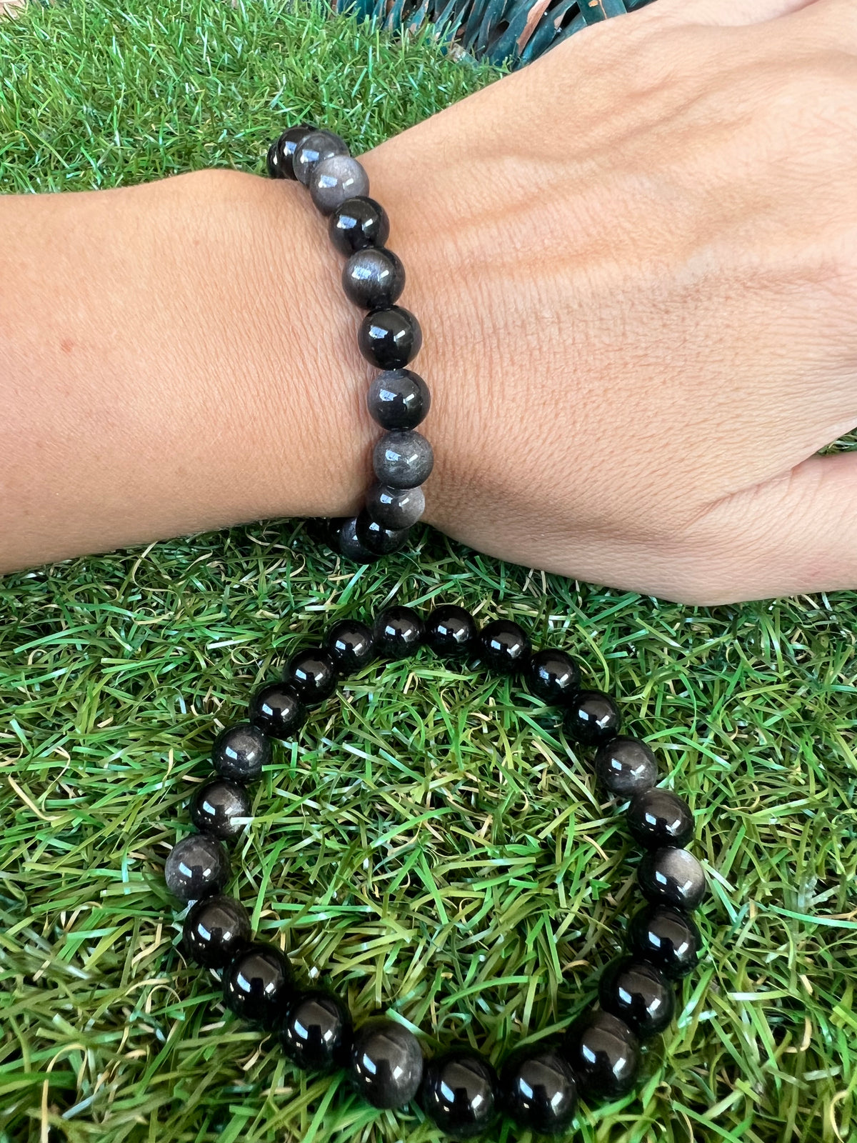Natural Silver Sheen Obsidian Bracelet – Protection, Grounding & Self-Reflection | 8 mm