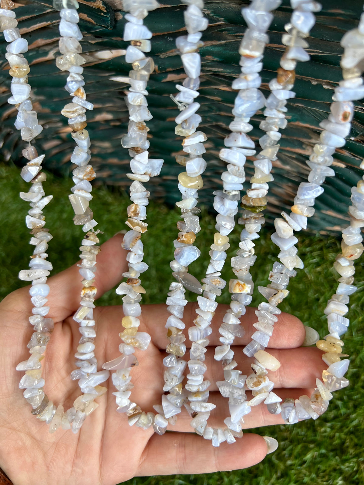 Natural Blue Lace Agate Chip Necklace | Genuine Irregular Gemstone Chips | Peace, Communication & Emotional Harmony