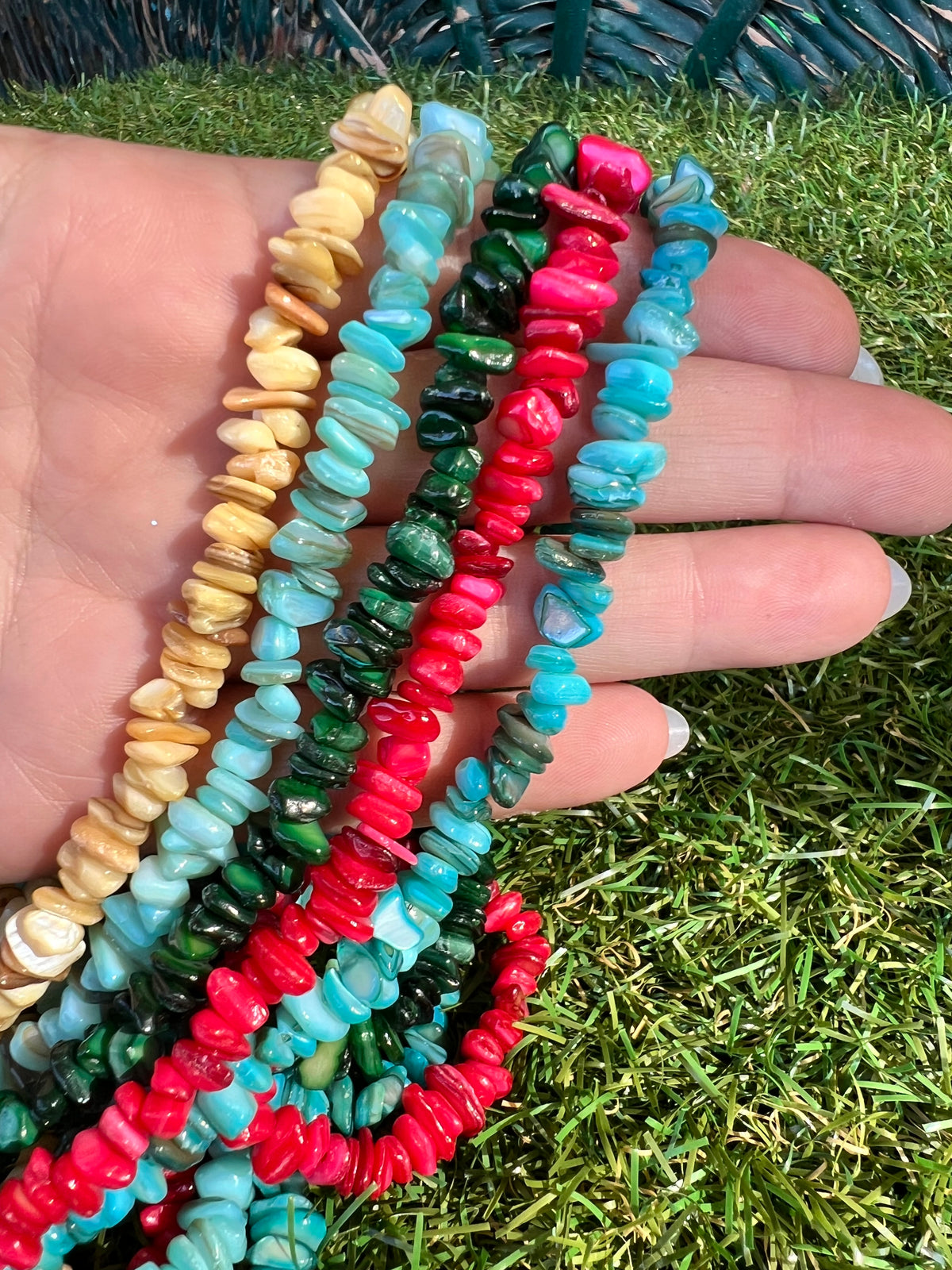 Natural Dyed Shell Chip Necklace | Lightweight Coastal Style Necklace
