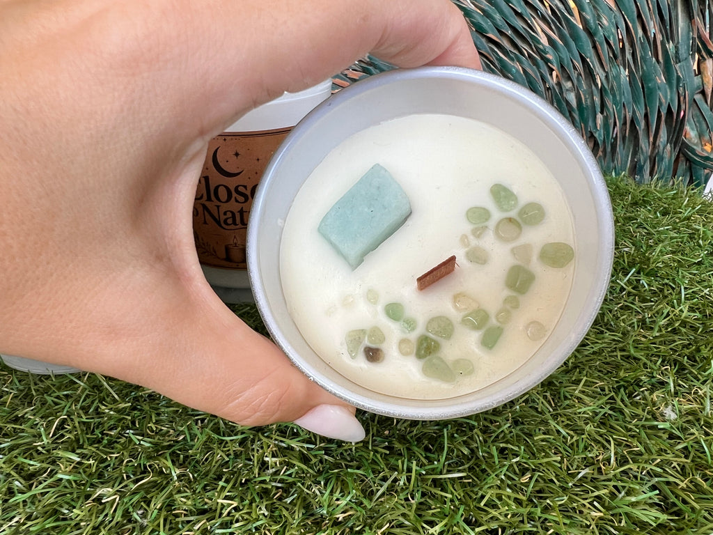 Handmade Natural Soy Crystal Candle with Wooden Wick | Genuine Crystal Scented Candle