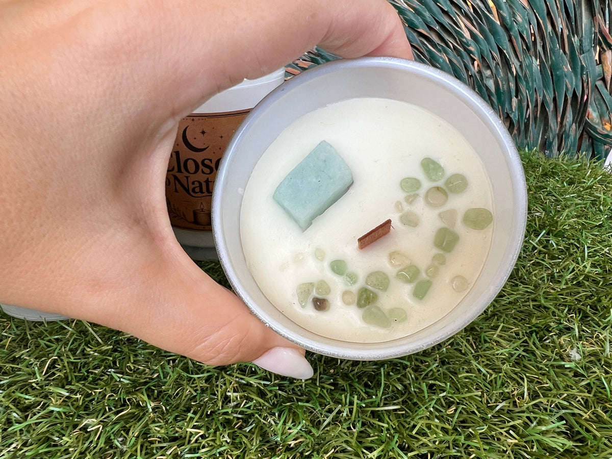 Handmade Natural Soy Crystal Candle with Wooden Wick | Genuine Crystal Scented Candle