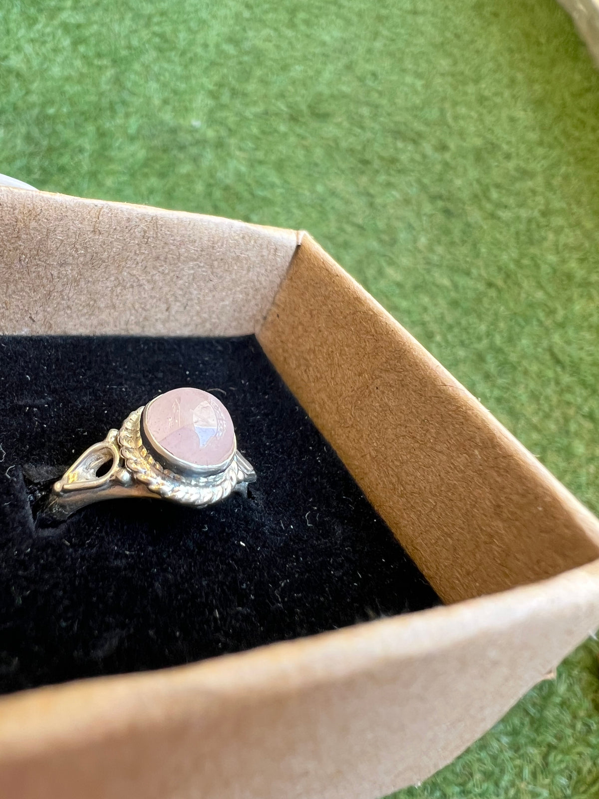 Genuine Natural Rose Quartz Ring in 925 Italian Sterling Silver